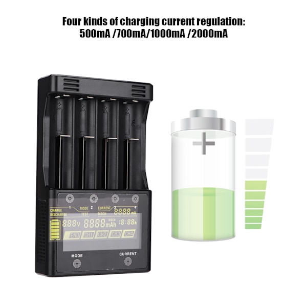 LiitoKala Lii-500S 4 Slots LCD Batterioplader til Lipo Ni MH 18650/26650/14500/Aa AAA (EU)