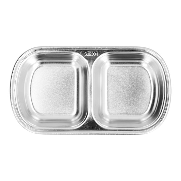 Krydderiskål i rustfrit stål, fortykket hotpot-sauce, opdelt gitter, snackskål til kantine, 2 gitre