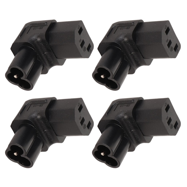 4-pack IEC320 C6 till IEC320 C13 Strömadapter Plug and Play C6 till C13 Vinkelrät 90 Grader Strömadapter för UPS PDU Server