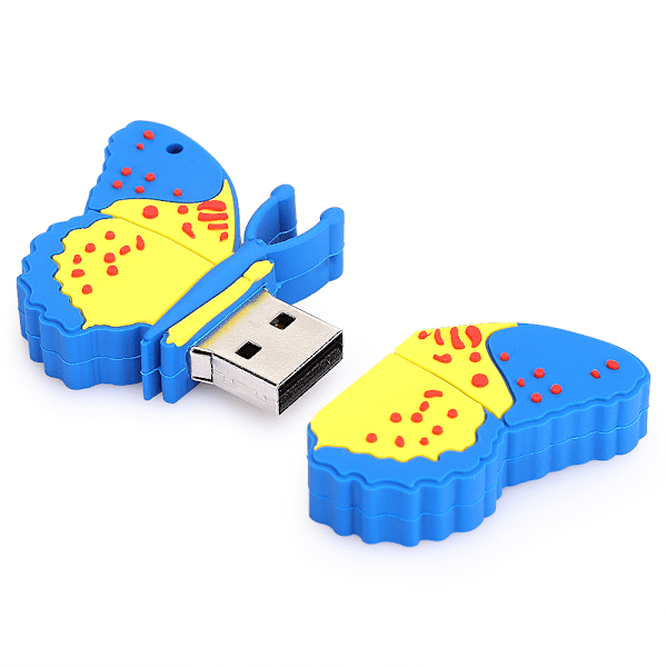 Tecknad U Disk PVC Liten USB Fjärilsmönster Flash Minne Söt Minnessticka 16G