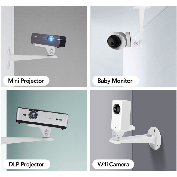 Mini Vægmonteret Spotlight/Spotlight Bracket/CCTV Sikkerhedskamerahus Mount Bracket - til CCTV/Kamera/Projektor/Webcam 360° Rotation (Hvid)