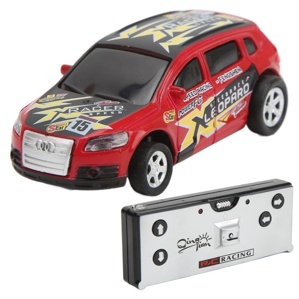 Mini RC Vehicle Racing 4 Way Drift Car 1:64 Pocket Can Størrelse Fjernbetjeningslegetøj til indendørs udendørs 3+ børn Rød