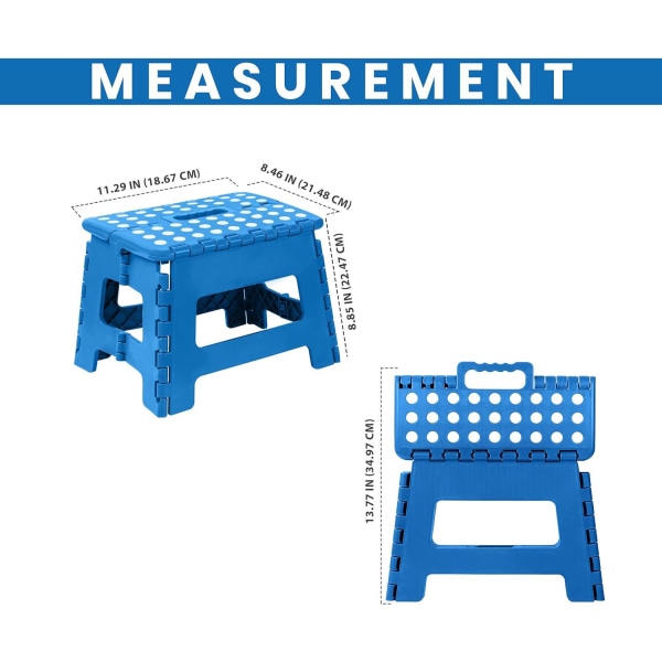 Pakke med 1, blå（35*25*22cm）-Home Foldbar skammel til børn - Letvægts plastik foldbar skammel til køkken, badeværelse og stue
