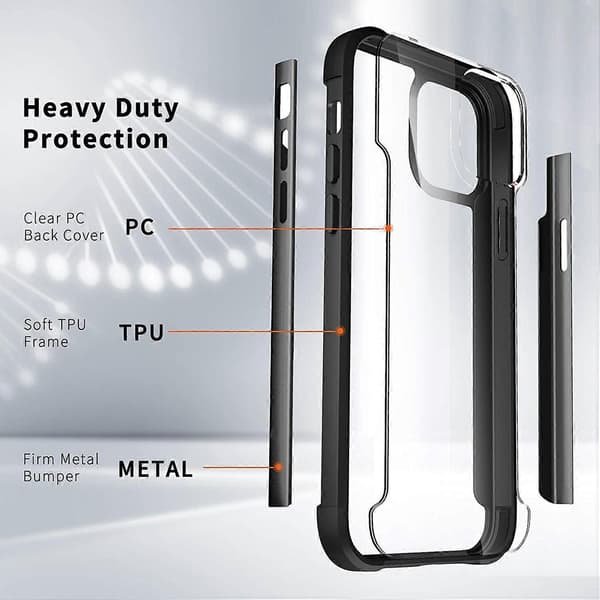Designed for iPhone 12 Case, [Ultra Slim & Thin] Crystal Clear Phone Case Protective Shockproof Cover for iPhone 12 6.1\" Black