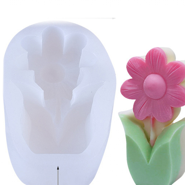 Håndlavet 3D silikone blomsterform miljøvenlig blomsterformet silikoneform til DIY-håndværk 76x115x39mm