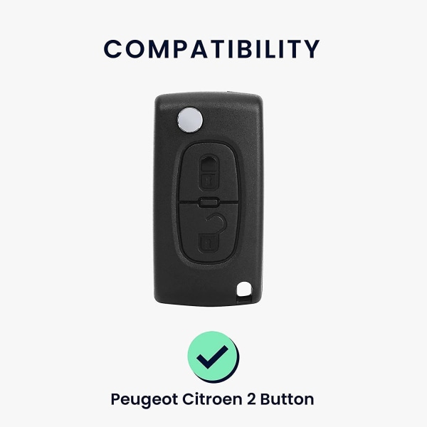 Svart silikon bilnøkkelveske for 2-knappers Peugeot Citroen bilnøkkel