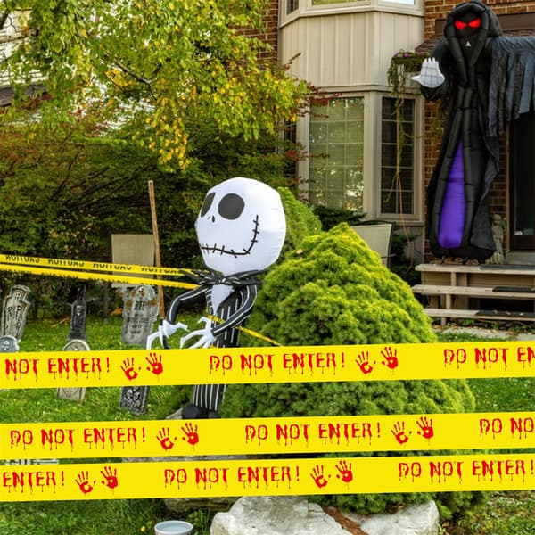 3 kpl Halloween-koristeet Varoitusteippi, 2 tuumaa x 82 jalkaa Älä Mene Sisään Varoitusteippirulla Keltainen DIY Kummitusmainen Ulkokoriste