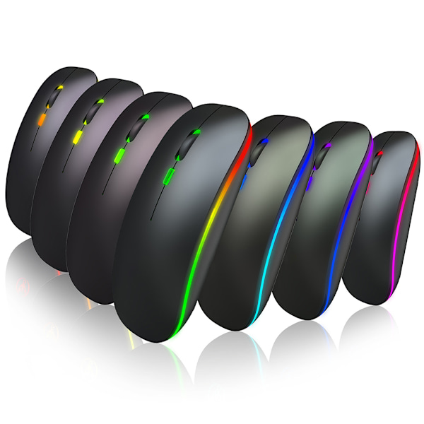 HXSJ Trådløs Mus Fargerik Lysende DualMode Oppladbar for Bluetooth 2.4G T18