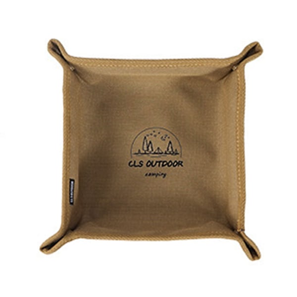 Camping Skrivebordsarrangør Kvadratisk Khaki Foldbar Bærbar Camping Diverseboks Bakke til Udendørs Rejser L 30cm