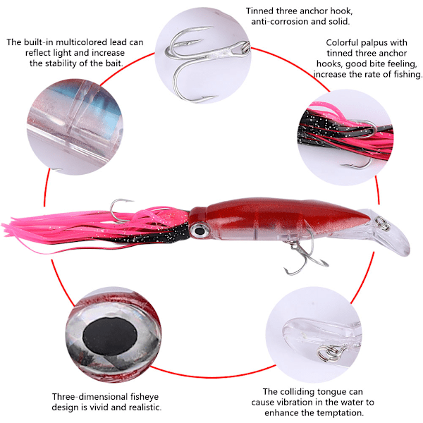 13,5 cm:n keinotekoiset mustekalajigit Hard Lure Minnow Wobblers -kalastustarvikkeet (punainen)