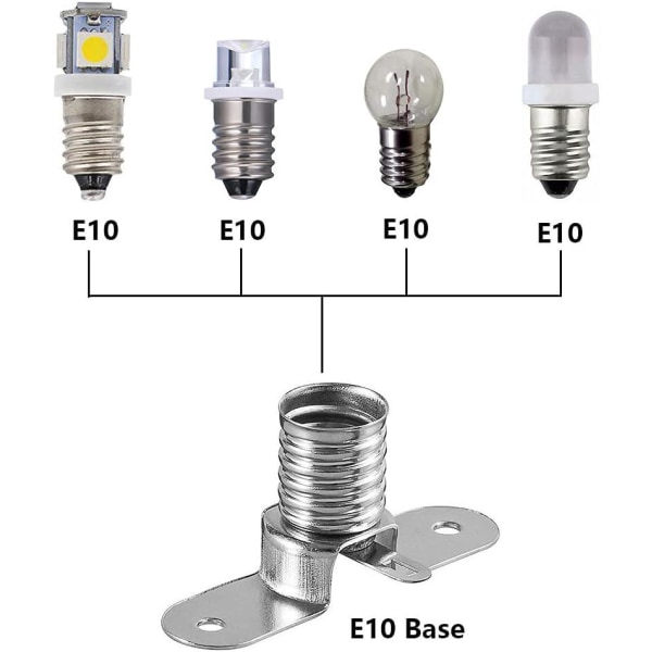 10 stk E10 LED-pæresokkel innskrudd pæreholder for elektrisk testtilbehør hjemmeeksperimentkrets