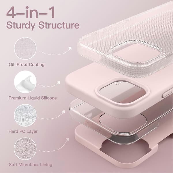 Silicone Case Compatible with iPhone 13 6.1-inch, Silky Soft Full-Body Protective Case, Shockproof Protection with Microfiber Lining (Pink)