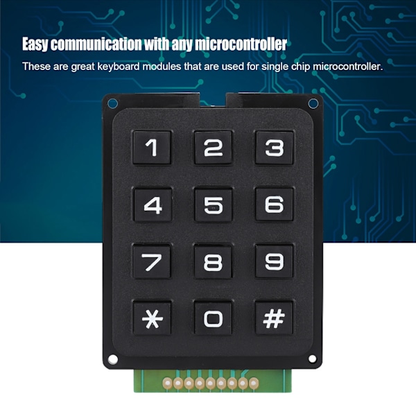 Tastaturmoduler med 12 taster 3x4 Trykknapper Eksternt tastatur for MCU