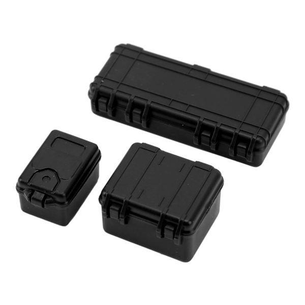 3 st RC-bil Simulerings Resväska Stor Medium Liten RC Crawler Resväska Dekoration för 1/18 1/24 Svart