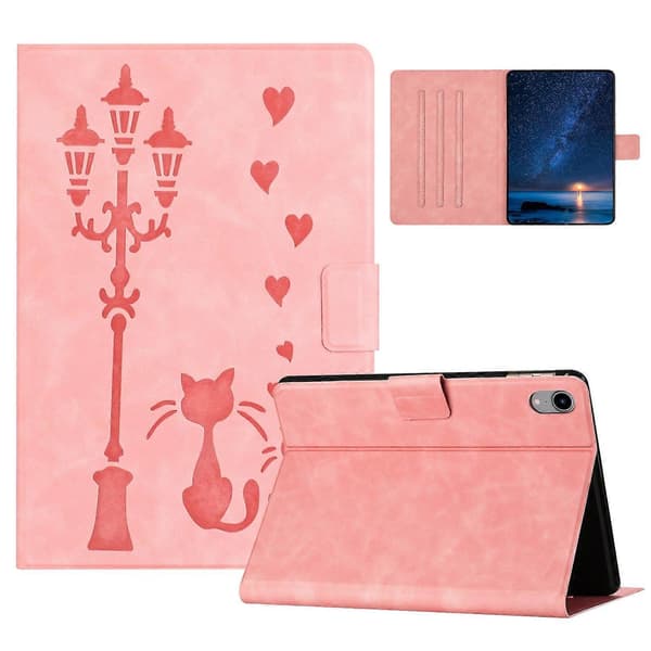 Case for iPad mini (2024)/mini (2021) Couple Cat Printed Microfiber Leather Smart Tablet Protection