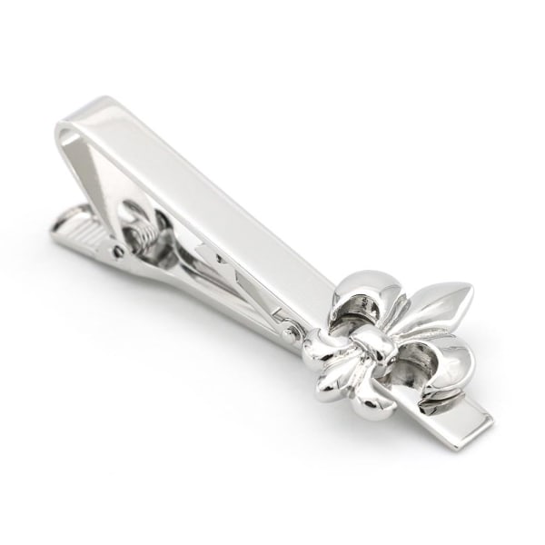Blomma slipsklämma för män (silver) - bröllopspresent i vanlig storlek i rostfritt stål