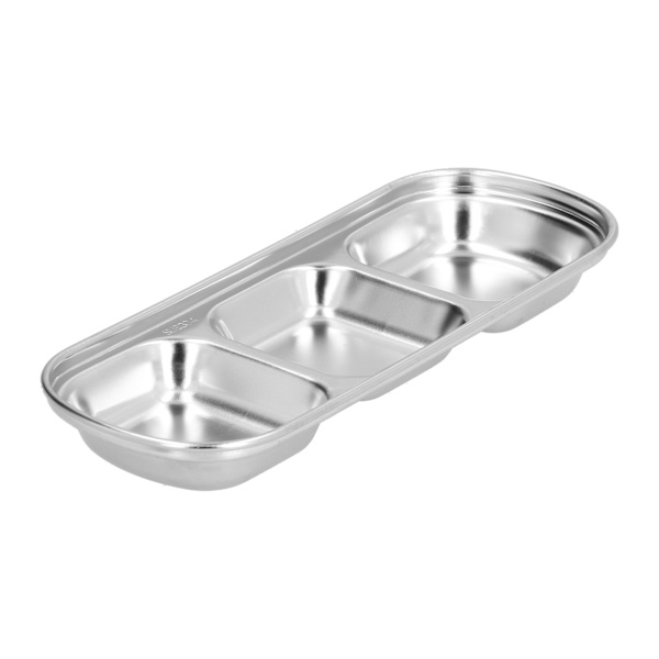 Krydderiskål i rustfrit stål, fortykket hotpot-sauce, opdelt gitter-snackskål til kantine 3 gitter