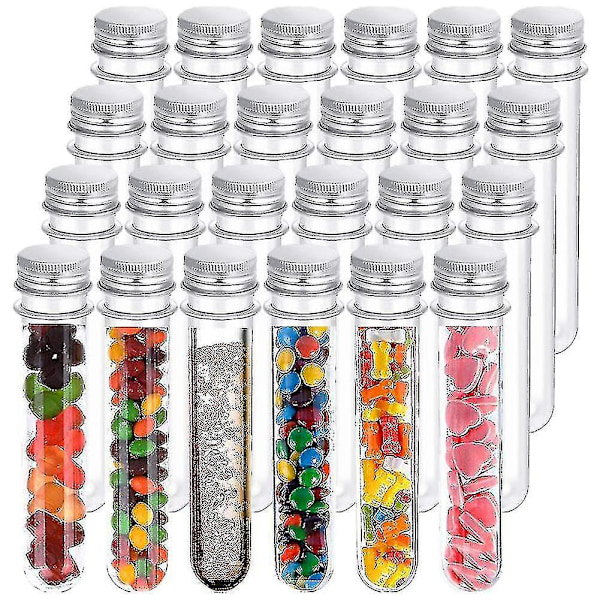 Clear Plastic Test Tubes with Caps - 24 Pack (45ml, 140x25mm)