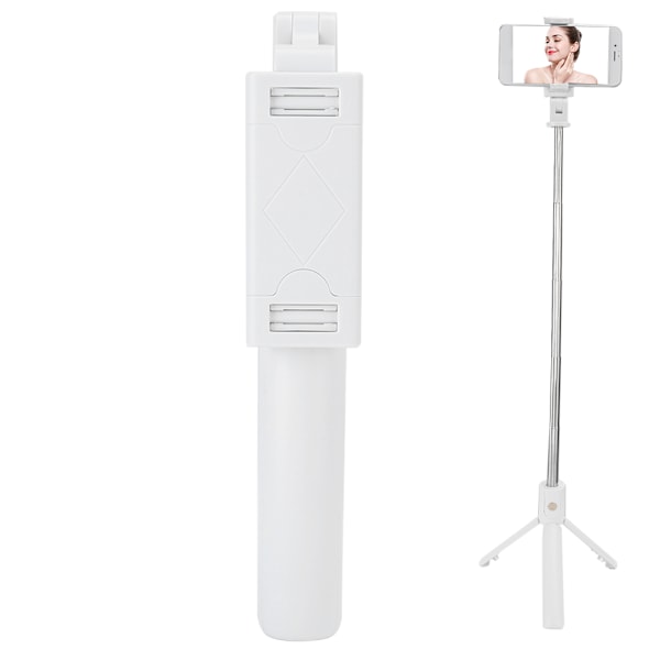 K07 Mobiltelefon Bærbar Fjernbetjening Bluetooth Lukker Selfie Stick med Udtrækkeligt Tripod, Hvid