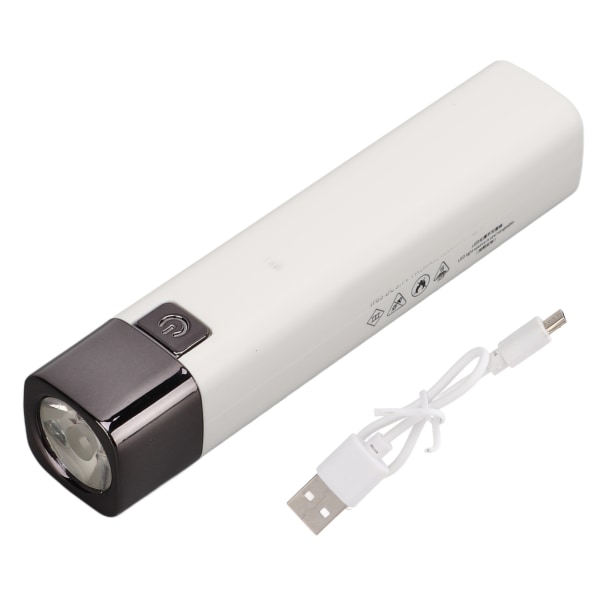 Genopladelig Super Bright lommelygte Mini USB elektrisk lommelygte med Power Bank-funktion til Outdoor AdventureWhite