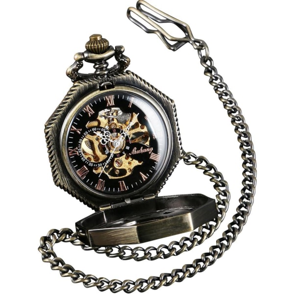 Miesten watch ketjulla - Vintage Hand Wind watch - Classic Mechanical Movement Pocket Watch - 1920-luvun rautateiden steampunk-asu