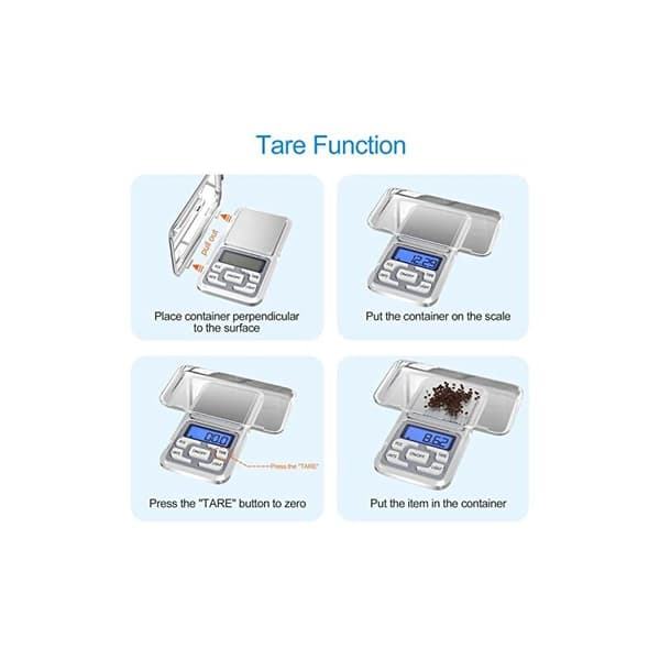 Precision Kitchen Scale, 0.01g-500g, Mini Multifunctional Food Scale with LED Display and Tare Function