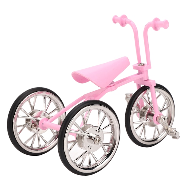 Pinkki Look Lelukolmiopyörämalli Simuloitu Design Kolmipyöräkoriste Kulutusta Kestävä Seos DIY Lelukolmiopyöräkoriste Keräilyyn