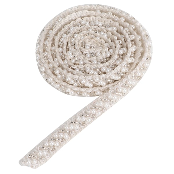 Pearl Ribbon Tape - DIY käsintehdyt vaatteet kirjonta ompelukoristelu (1 cm valkoinen)