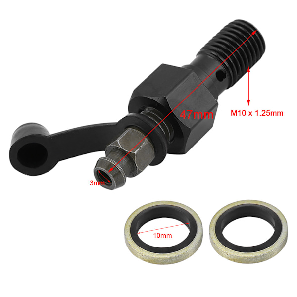 M10x1.25mm Motorsykkel Bremsesylinder Kaliper Blødeskrue Nippel Banjo Bolt Støvhette Svart