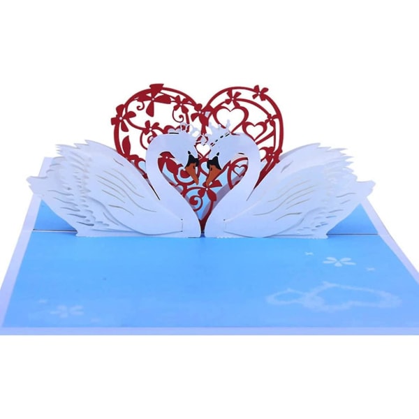 Swan Design 3D popup-kort med konvolutt for Valentinsdag, bursdag, bryllup, fest, forlovelse