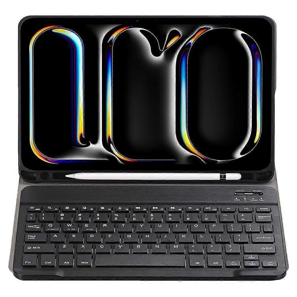 A13B Leather+TPU Tablet Case Bluetooth Keyboard Case with Pen Holder for iPad Pro 11 (2024)