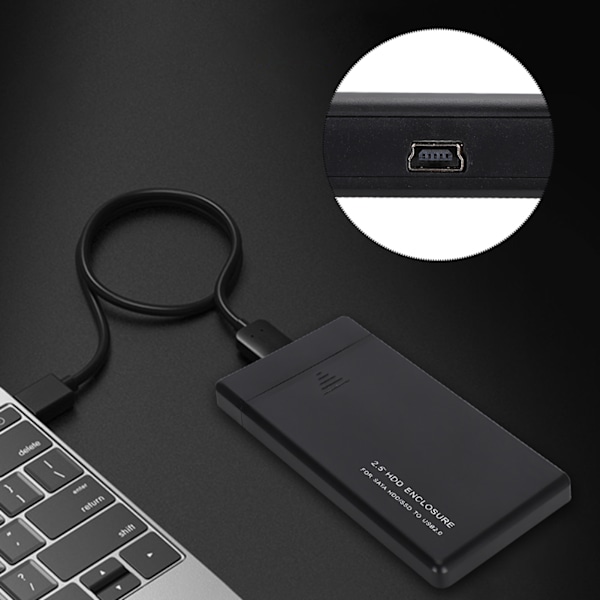 W25a820 2.5inch USB2.0 SATA Mobilt Harddisk Boks Kabinet Ekstern HDD Kabinet (Sort)
