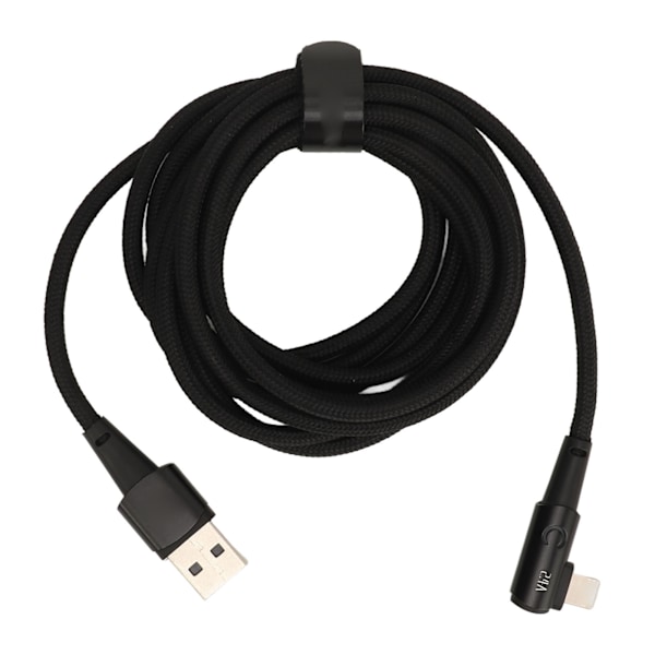 Opladerkabel til iPhone 90 Grader 2 Meter Hurtig Opladning 2.4A Kabel Sort