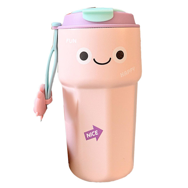 Söt isolerad flaska Dubbel isolering 450ml Rostfritt stål Isolerad vattenflaska för varma drycker Rosa