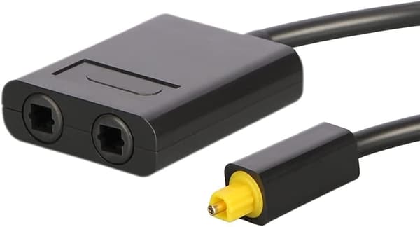 Dobbeltport Digital Optisk Audio Splitter Adapter Fiber Optisk Lydkabel 1 ind 2 ud Sort