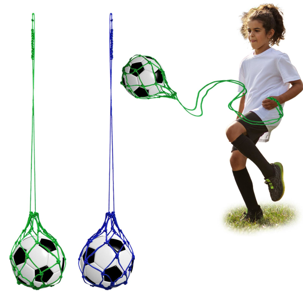 2 stk - Fotballkicker/fotballtrening Håndfri solo-trener med strikketau for å forbedre fotballferdighetene, for ballstørrelse 3#4#5, barn og voksne