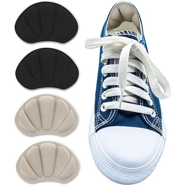 2 par självhäftande sneakerhälskydd (svart+beige), högklackat skydd, tjocka halkskydd och nötningsskydd för män och kvinnor