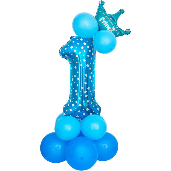32 tommers gigantiske tallballonger, heliumnummerballongdekor for fester, bursdager (blått nummer 1)