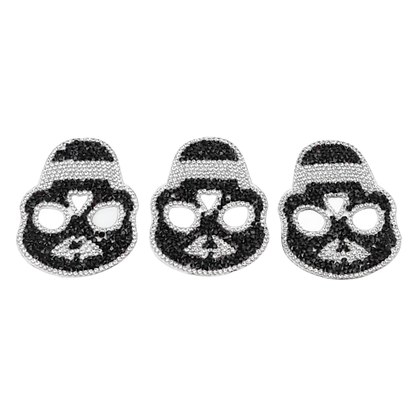 3 st Strykmärken Svart Dödskalle DIY Glänsande Dekorativa Strass Material Sömnad Coola Märken för Klänningar Hattar