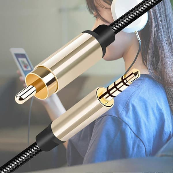 3.5mm Digital Audio Coaxial Cable HD RCA Lotus Head Conversion Cable for Stereo Receiver Speaker Projector