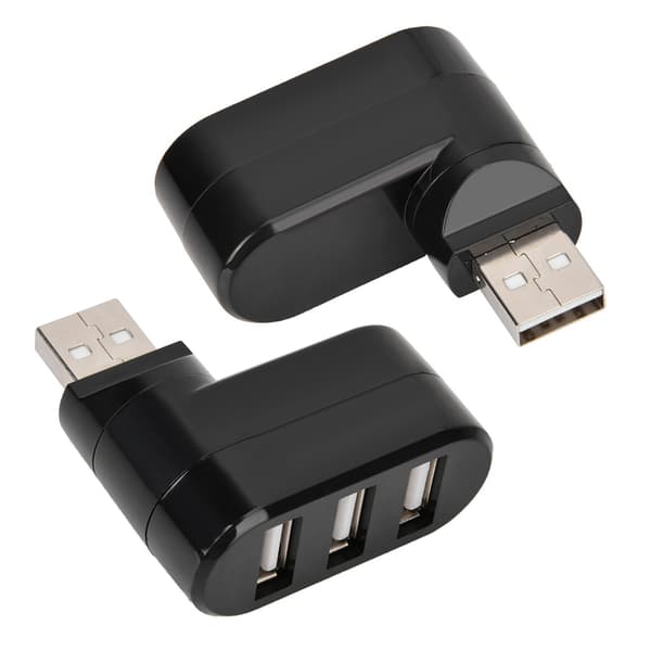USB Hub-porter USB 2.0 Mini Roterende Splitter Adapter Hub for PC Notebook Laptop Svart