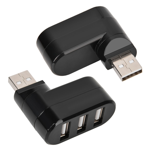 USB Hubs Porte USB 2.0 Mini Roterende Splitter Adapter Hub til PC Notebook Laptop Sort