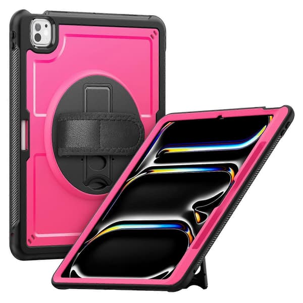 Case with Stand, PC TPE Tablet Protection with Hand Strap for iPad Pro 13 (2024) M4