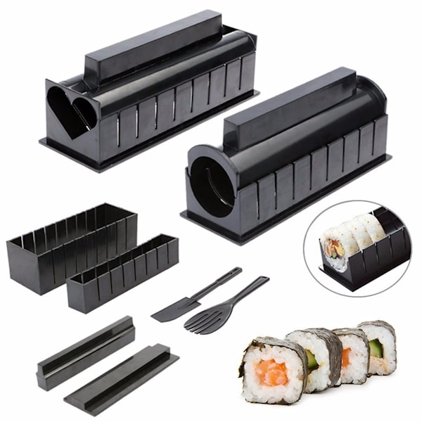 10 stk/sett DIY Sushi Making Kit Kjøkken DIY Sushi Verktøy Ris Rull Former