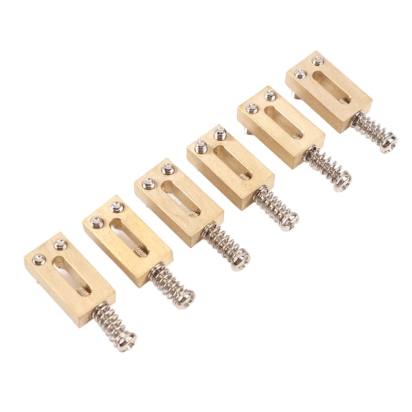 6 stk Elektrisk gitar Bridge Sadel Messing 10,5 mm Pitch Tremolo String Tuning Skrue Sadel Tilbehør Sølv