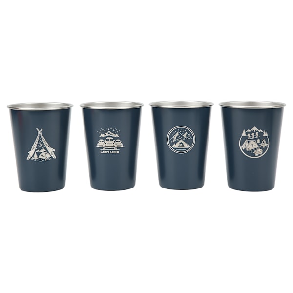 4 st Campingmuggar Bärbara 304 Rostfritt Stål Högtemperaturbeständiga Pintmuggar för Utomhusresor 350ML Mörkblå