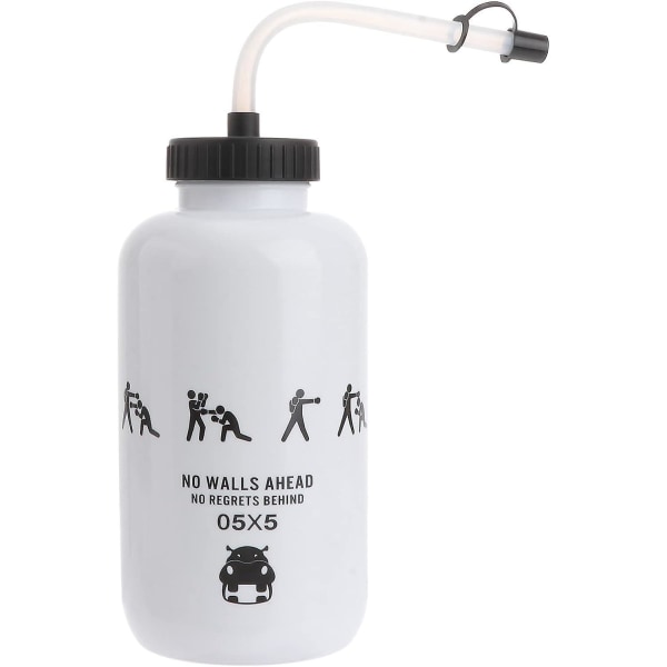 Hvitt langt strå BPA-fri 1 liters boksemål vannflaske for sport