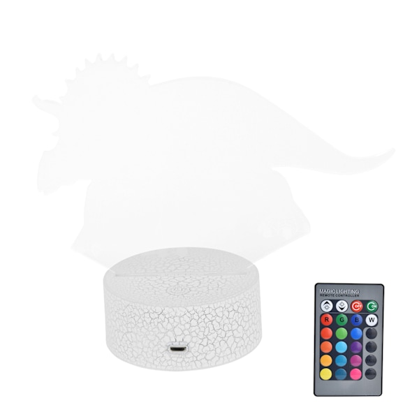 RGB Dinosaurieformad Nattlampa 16 Färger 4 Lägen Dimbar Bordslampa Present med Touch Fjärrkontroll