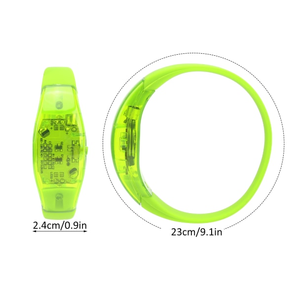 LED-lydaktiveret natløbsarmbånd - Green Party blinkende armbånd