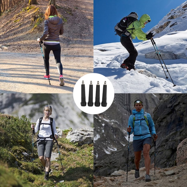 Bärbar ersättningsstång Alpenstock Tips Set - Idealisk för vandring, promenader och vandring (4 st)